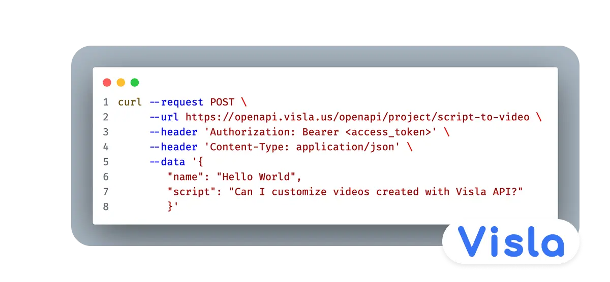 Visla API script example for automating video creation with AI-driven text-to-video and seamless integration.